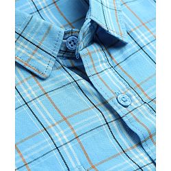 Pine Kids Cotton Woven Full Sleeves Checks Shirt - Light Blue