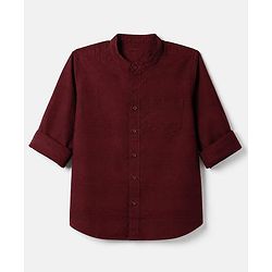 Pine Kids Cotton Woven Solid Shirt with Full Sleeves in Maroon for 4-5 Years