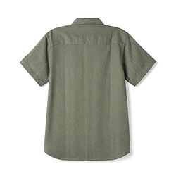 Pine Kids Cotton Woven Shirt with Half Sleeves in Olive Green for 4-5 Years