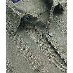 Pine Kids Cotton Woven Shirt with Half Sleeves in Olive Green for 4-5 Years