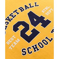 Pine Kids Cotton Knit Sweatshirt with Full Sleeves and Basketball Text Print - Yellow