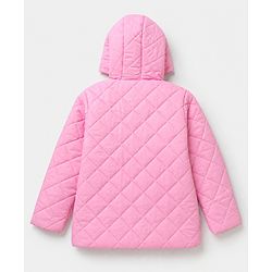 Pine Kids Woven Padded Hoodie Winter Jacket with Full Sleeves in Pink