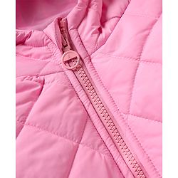 Pine Kids Woven Padded Hoodie Winter Jacket with Full Sleeves in Pink