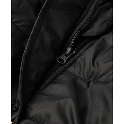 Pine Kids Woven Full Sleeves SolidHooded Padded Quilted Winter Jacket - Black