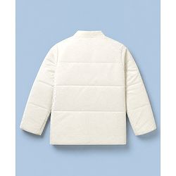 Pine Kids Woven Padded Winter Jacket with Full Sleeves in Offwhite