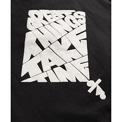 Pine Kids Cotton Mix Knit Sweatshirt with Full Sleeves and Take Time Print in Black