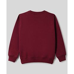 Pine Kids Cotton Mix Knit Sweatshirt with Full Sleeves and Badge Patch in Maroon