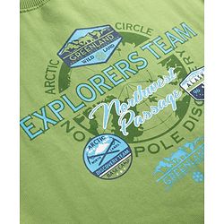 Pine Kids Cotton Mix Knit Sweatshirt with Full Sleeves and Explores Team Print in Green