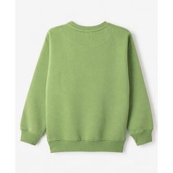 Pine Kids Cotton Mix Knit Sweatshirt with Full Sleeves and Explores Team Print in Green