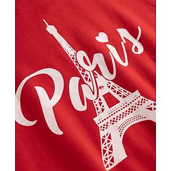 Pine Kids Cotton Mix Knit Sweatshirt with Full Sleeves and Eiffel Tower Print in Red