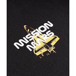 Pine Kids Cotton Mix Knit Sweatshirt with Full Sleeves and Space Shuttle Print in Black
