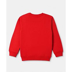 Pine Kids Cotton Mix Knit Sweatshirt with Full Sleeves and Core Print in Red