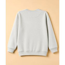 Pine Kids Knit Full Sleeves Sweatshirt With Basketball Text Print - Grey
