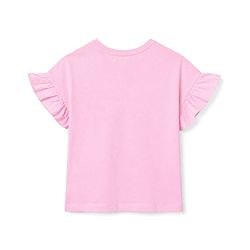 Pine Kids 100% Cotton Knit Half sleeves T-shirt with Frill Sleeves and Flower Applique - Pink