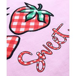 Pine Kids 100% Cotton Knit Half sleeves T-shirt with Strawberries Print - Pink
