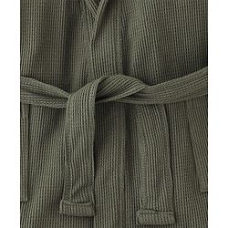 Pine Kids 100% Cotton Knit Full Sleeves Hooded Solid Bath Robe - Olive Green