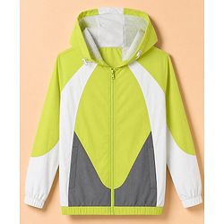 Pine Active Full Sleeves Ultra Comfort Color Block Hooded Jacket - Lime Green