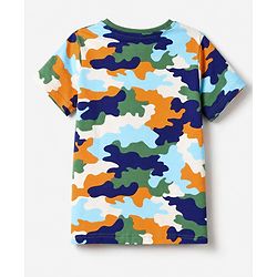 Pine Kids Cotton Knit Half Sleeves T-Shirt & Pyjama Night Suit with Military Print - Sky Blue