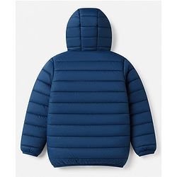 Pine Kids Woven Full Sleeves Padded Hooded Winter Reversible Jacket - Navy Blue