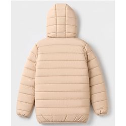 Pine Kids Woven Full Sleeves Padded Hooded Winter Reversible Jacket - Rust Orange