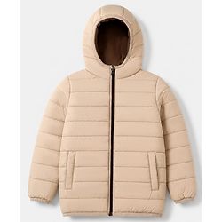 Pine Kids Woven Full Sleeves Padded Hooded Winter Reversible Jacket - Rust Orange