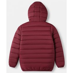 Pine Kids Woven Full Sleeves Padded Hooded Winter Reversible Jacket - Wine