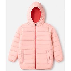 Pine Kids Woven Full Sleeves Padded Hooded Winter Reversible Jacket - Pink