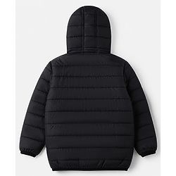 Pine Kids Woven Full Sleeves Padded Hooded Winter Reversible Jacket - Black