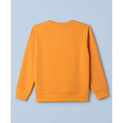 Pine Kids Knit Full Sleeves Apricot Sweatshirt With Run Text Print - Orange