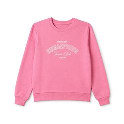 Pine Kids 100% Cotton Knit Full Sleeves Hooded Sweatshirt With Champions Text Print- PInk