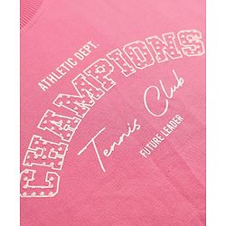 Pine Kids 100% Cotton Knit Full Sleeves Hooded Sweatshirt With Champions Text Print- PInk