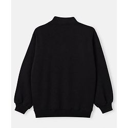 Pine Kids 100% Cotton Knit Sweatshirt with Full Sleeves and Heart Print in Black