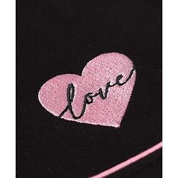 Pine Kids 100% Cotton Knit Sweatshirt with Full Sleeves and Heart Print in Black