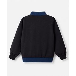 Pine Kids 100% Cotton Knit Sweatshirt with Full Sleeves and Girl Boss Embroidery in Black