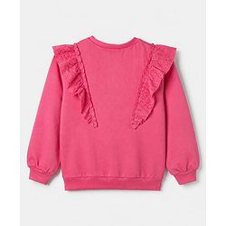 Pine Kids Cotton Knit Sweatshirt with Full Sleeves and Rare Print in Pink for 4-5 Years