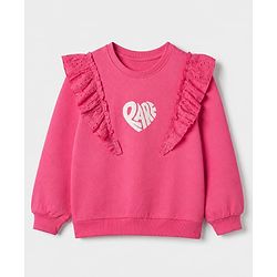 Pine Kids Cotton Knit Sweatshirt with Full Sleeves and Rare Print in Pink for 4-5 Years