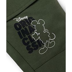 Pine Kids Disney Terry Knit Full Length Track Pants With Mickey Mouse Graphic - Olive Green