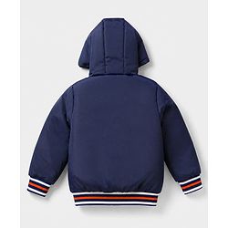 Pine Kids Woven Padded Quilted Winter Jacket with Full Sleeves in Navy Blue