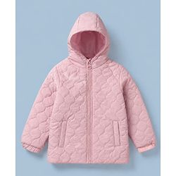 Pine Kids Woven Padded Quilted Winter Jacket with Full Sleeves in Pink