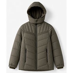 Pine Kids Woven Hooded Padded/Quilted/ Winter Jacket with Full Sleeves - Olive Green