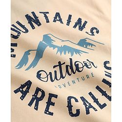 Pine Kids 100% Cotton Knit T-Shirt with Half Sleeves and Mountains Print in Offwhite