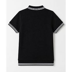 Pine Kids Cotton Knit Polo T-Shirt with Half Sleeves - Black