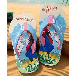 Pine Kids Disney Slip-On Closure Flip Flops With Frozen Print - Blue