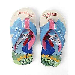Pine Kids Disney Slip-On Closure Flip Flops With Frozen Print - Blue