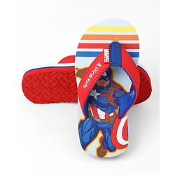 Pine Kids Marvel Slip-On Closure Flip Flops With Captain America Print - Red