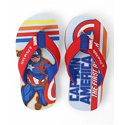 Pine Kids Marvel Slip-On Closure Flip Flops With Captain America Print - Red