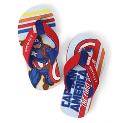 Pine Kids Marvel Slip-On Closure Flip Flops With Captain America Print - Red