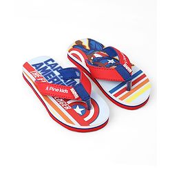 Pine Kids Marvel Slip-On Closure Flip Flops With Captain America Print - Red
