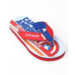 Pine Kids Marvel Slip-On Closure Flip Flops With Captain America Print - Red