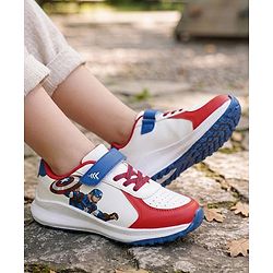 Pine Kids Marvel Velcro Closure Sneaker Shoes With Superman Graphic - White & Red